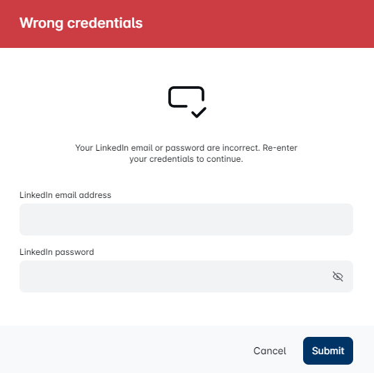 Wrong credentials – Alpha Digital